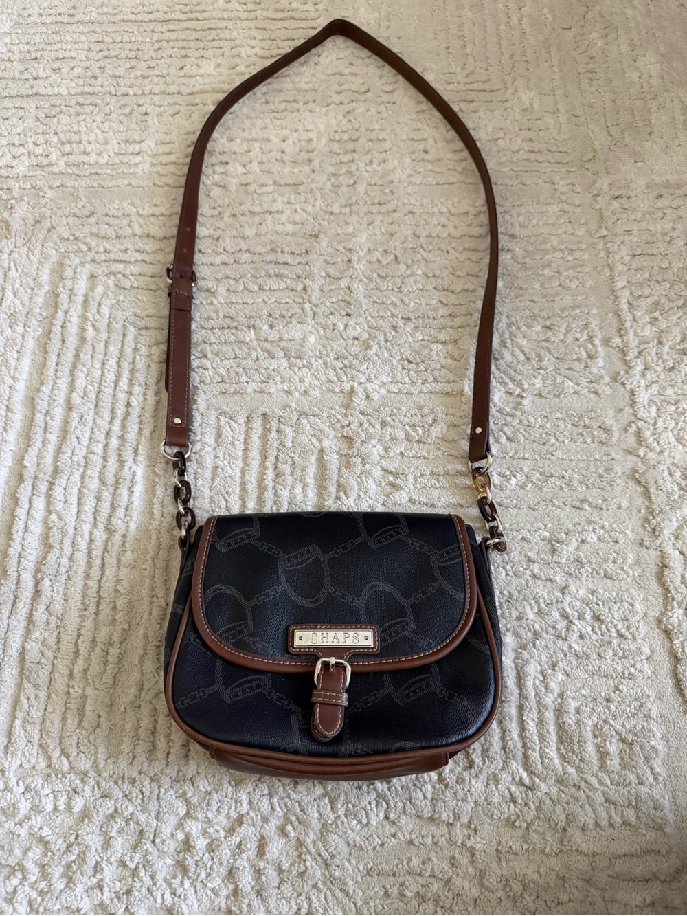 Chaps Black and Brown Crossbody Bag